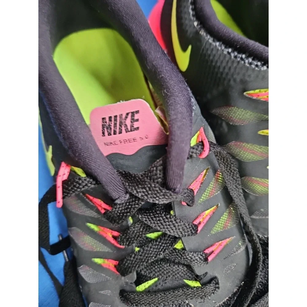 Nike Free 5.0 Tr Fit‎ 5 Cross Training Shoes Sneakers Black Volt Hyper Pink Neon